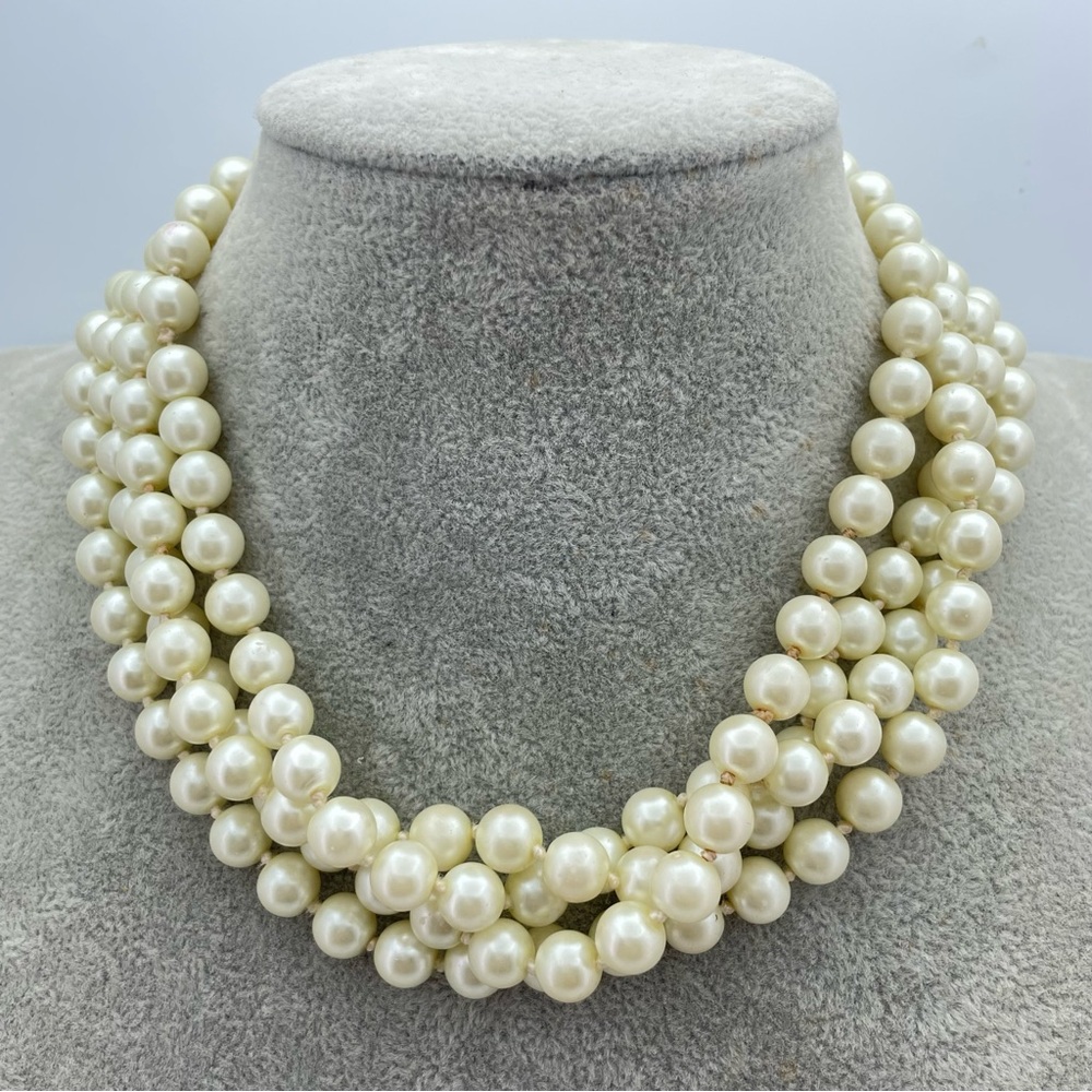 Vintage Long Faux Pearl Necklace 31” Uniform Strand Statement